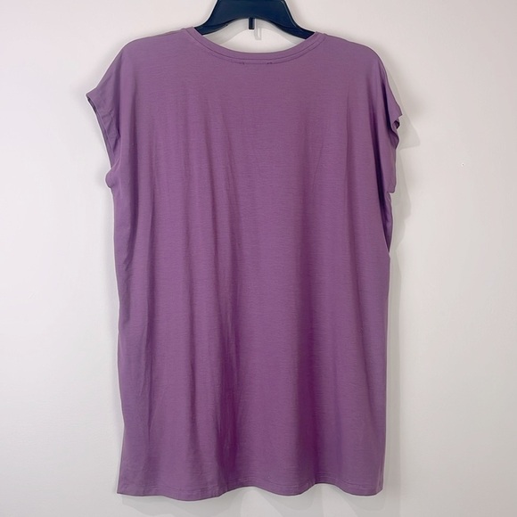 Eileen Fisher Tee T shirt Top Dusty Plum Dolman Cap Sleeve Women’s Small Boxy - Picture 7 of 9